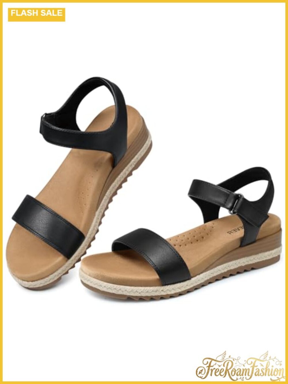 Women's Low Wedge Espadrille Sandals Arch Support Ankle Strap Dressy